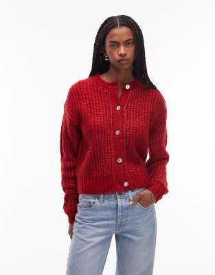 Levi's - Luna - Strickjacke in Rot mit Muschelimitat-Knöpfen