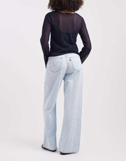 Levi's luźne jeansy baggy z denimu z wiązaniem w spranym jasnym odcieniu, 2 z 5