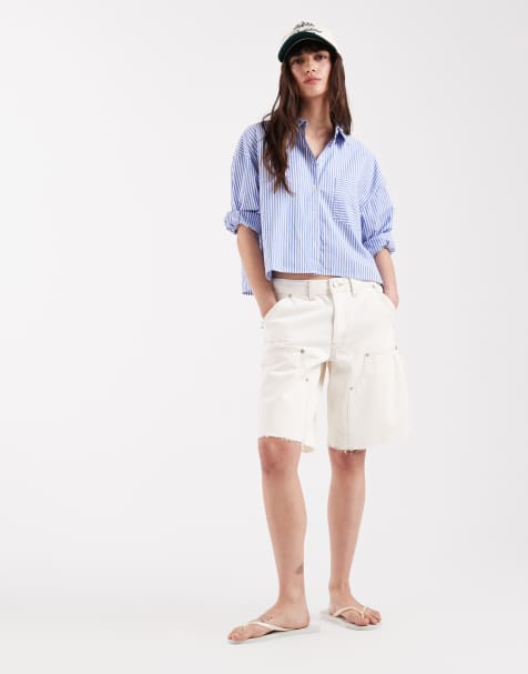 Levi's luźne szorty utility z denimu w kolorze białym - view 1