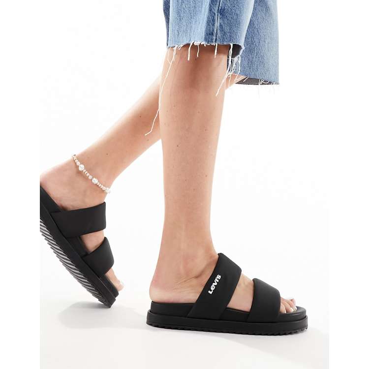 Levi's Lydia padded sandal in black | ASOS