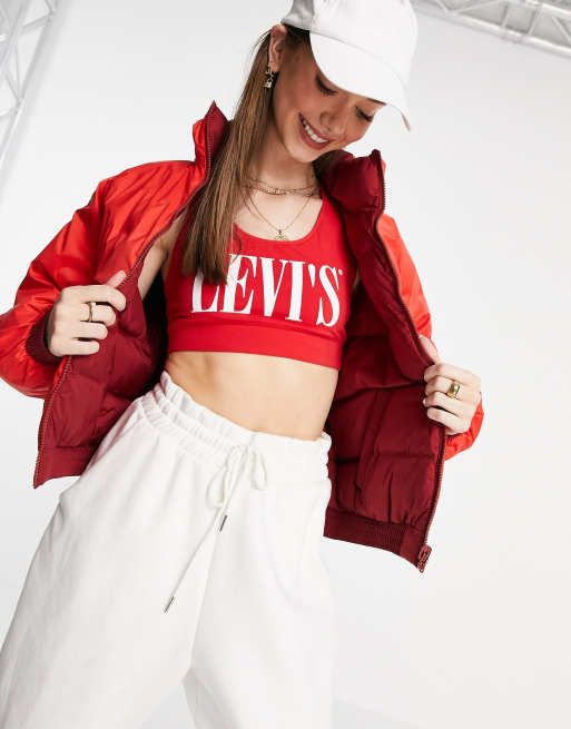 Levi's lydia reversible puffer jacket in red, 2 of 4