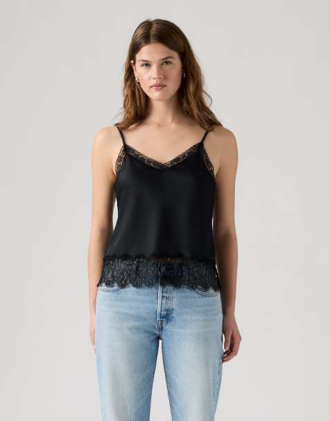 Levi's Lynn cami lace trim tank top in black - view 1