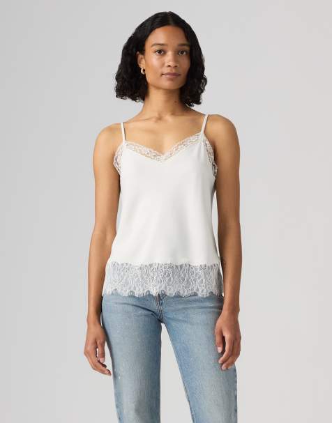 Levi's Lynn cami lace trim tank top in white - view 1