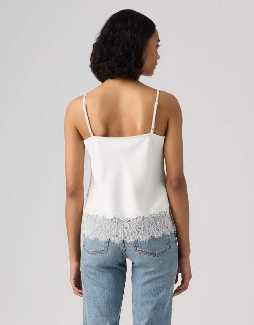 Levi's Lynn cami lace trim tank top in white, 2 of 4