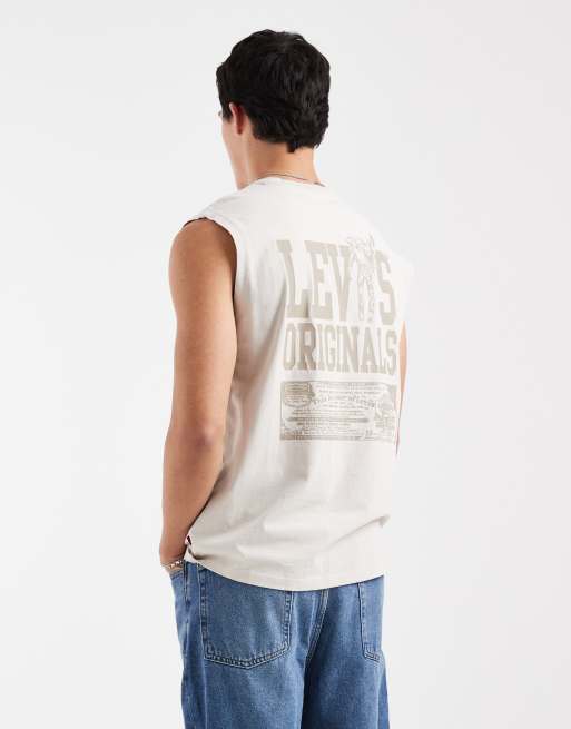 Levi's - Lys beige tanktop med grafisk logo bagpå, 4 af 5