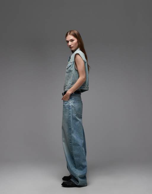 Levi's - Lyseblå krympet 90'er denimvest i trucker-stil, 3 af 4