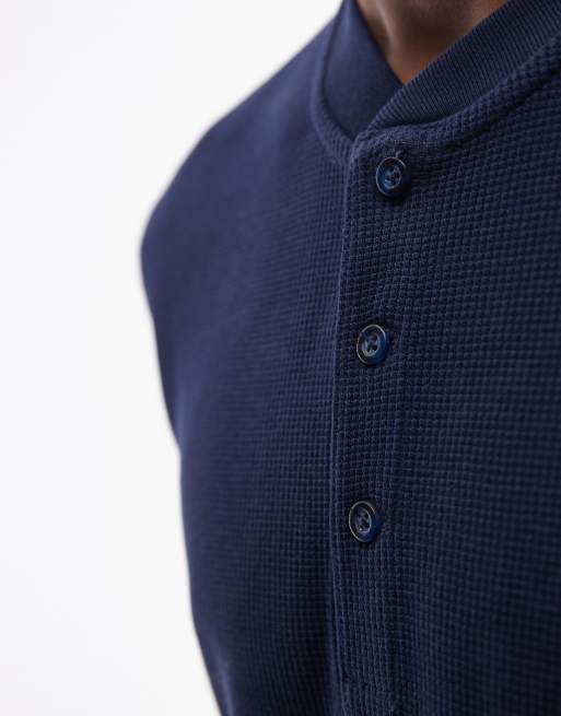 Levi's - Maglietta serafino a maniche lunghe in tessuto termico pesante color blu navy, 4 di 4