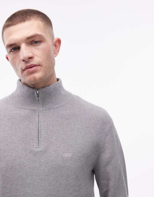 Levi's - Maglione grigio chiaro con zip corta, 4 di 5