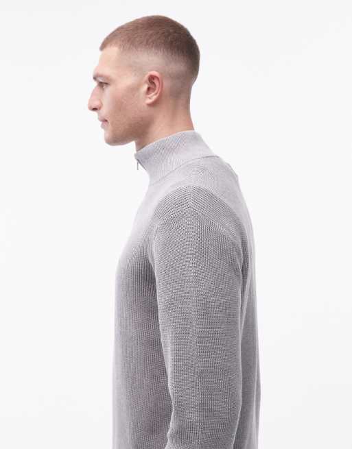 Levi's - Maglione grigio chiaro con zip corta, 5 di 5
