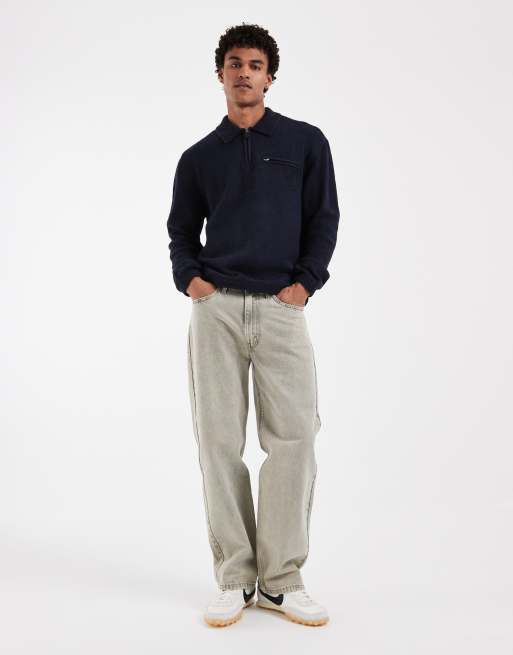 Levi's maglione lavorato a maglia con mezza zip navy, 3 di 5