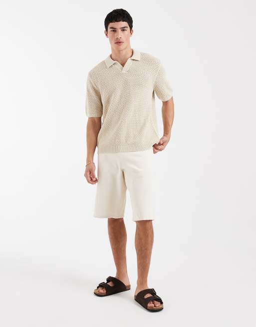 Levi's - Maglione stile polo color crema con scollo a V e colletto aperto, 2 di 5