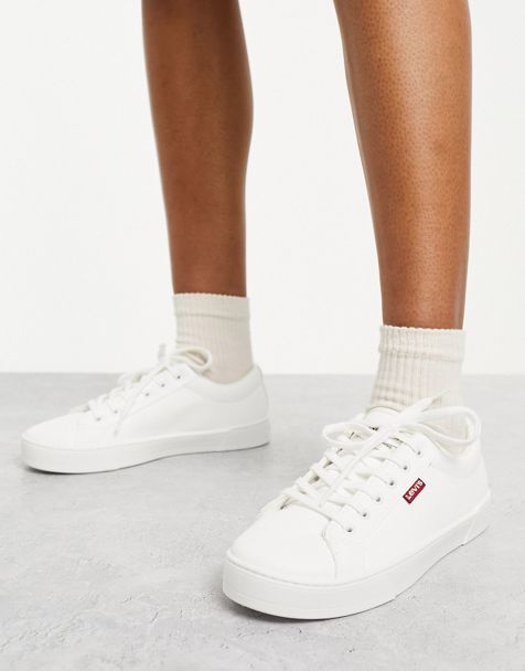 Women's Trainers, White, Chunky & Leather Sneakers