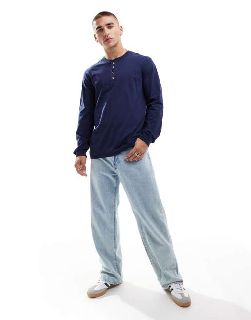 Levi's – Marinblå farfarströja med långa ärmar, 2 av 4