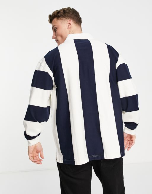 Levi's – Marinblå/krämvit rugbytröja med liten logga, 2 av 4