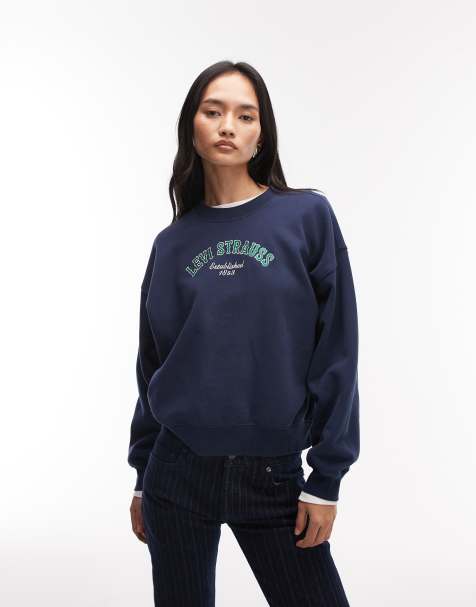 Levi's – Marinblå sweatshirt med centrerat tryck - view 1