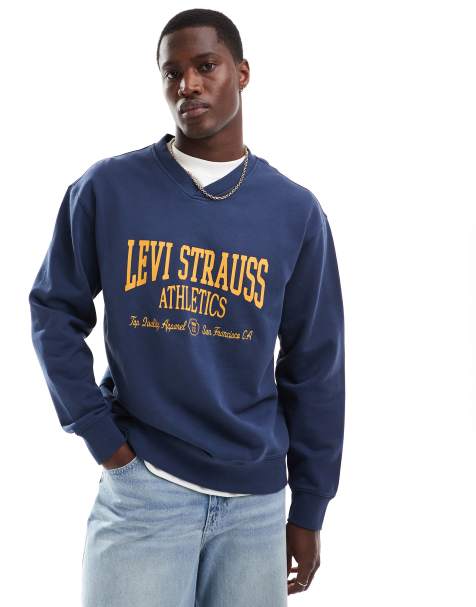 Levi's – Marinblå sweatshirt med v-ringning och Athletics-logga - view 1