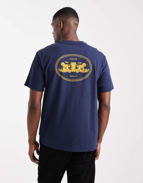 Levi's – Marinblå t-shirt i vintage oversize med logga med två hästar baktill - view 1
