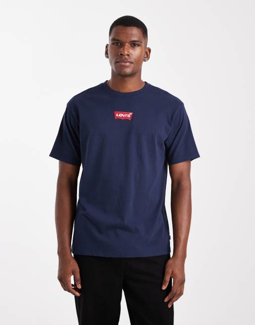 Levi's – Marinblå t-shirt i vintage oversize med logga med två hästar baktill, 3 av 5