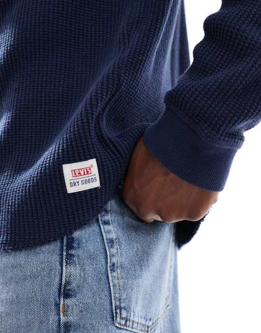 Levi's – Marinblå, våfflad t-shirt med långa ärmar, 2 av 5