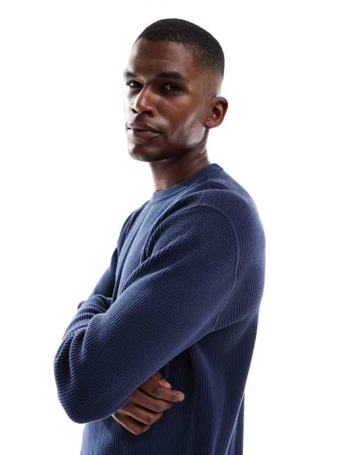 Levi's – Marinblå, våfflad t-shirt med långa ärmar, 3 av 5