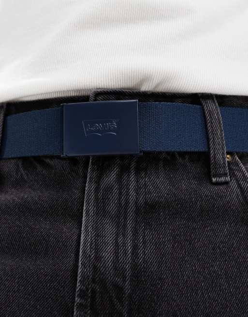 Levi's – Marinblått, vävt skärp med fladdermuslogga ton-i-ton, 4 av 4