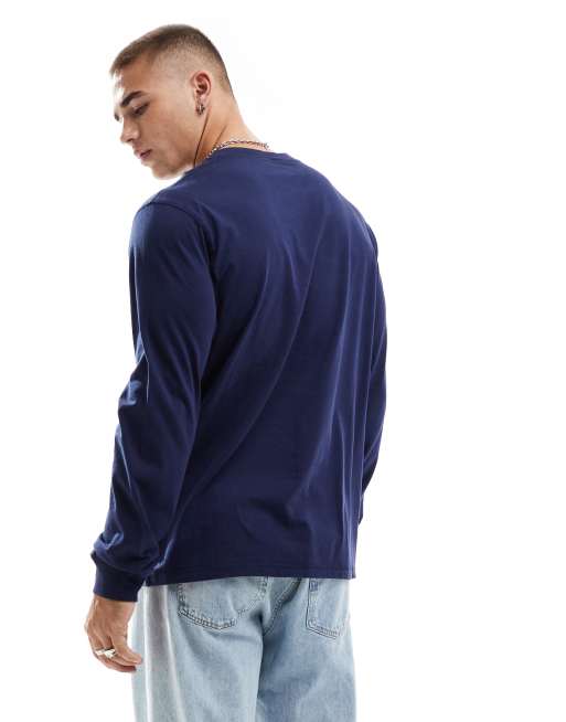 Levi's - Marineblå henley-T-shirt med lange ærmer, 3 af 4