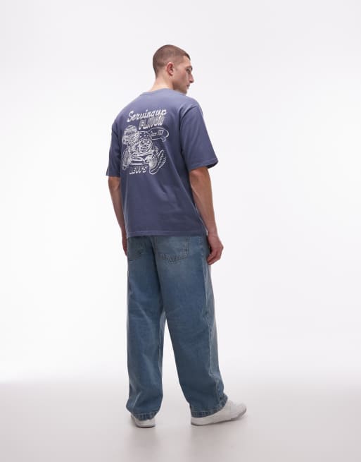 Levi's - Marineblå oversized T-shirt med grafik på ryggen, 2 af 5
