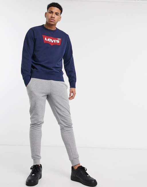 Levi's — Marineblå sweatshirt med rund hals og logo, 4 af 4
