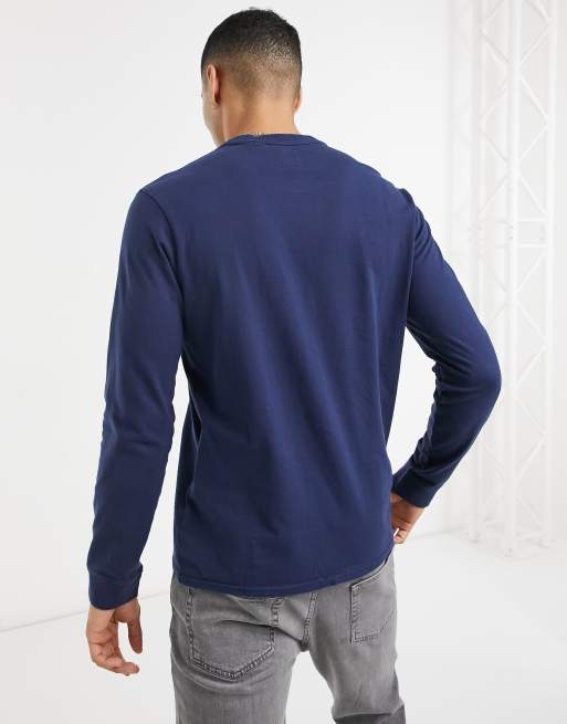 Levi's – Marineblaues, langärmliges Oberteil mit originalem, kleinem Fledermausflügel-Logo, 3 von 4