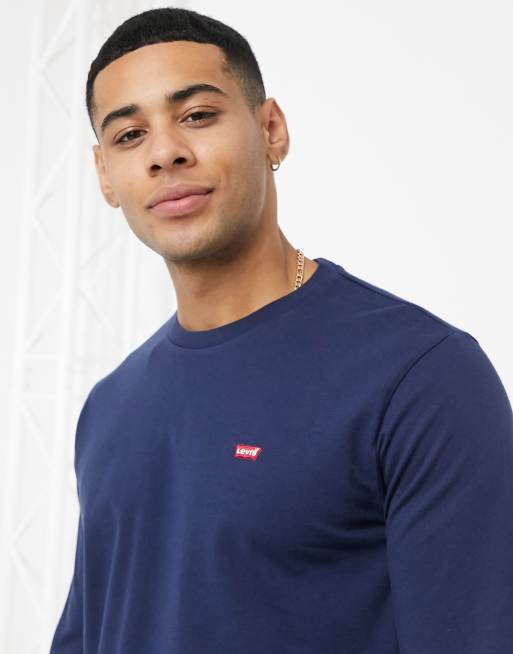 Levi's – Marineblaues, langärmliges Oberteil mit originalem, kleinem Fledermausflügel-Logo, 4 von 4