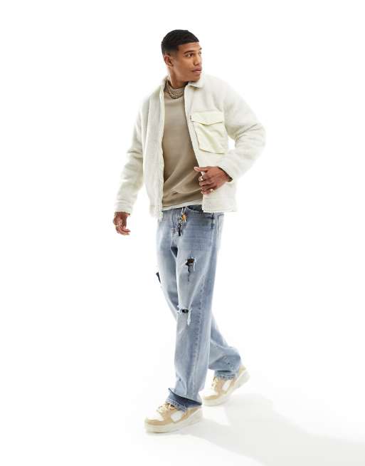 Levi's - Mason - Giacca in pile borg color crema con logo piccolo