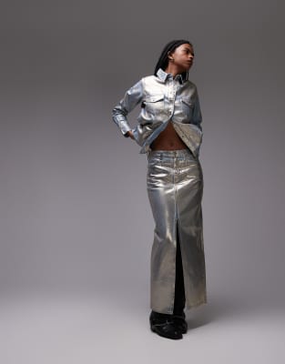 Levi's Maxi Column Metallic Denim Skirt