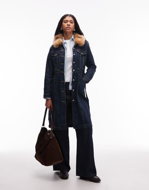 Levi's maxi denim trucker jacket in indigo - view 1