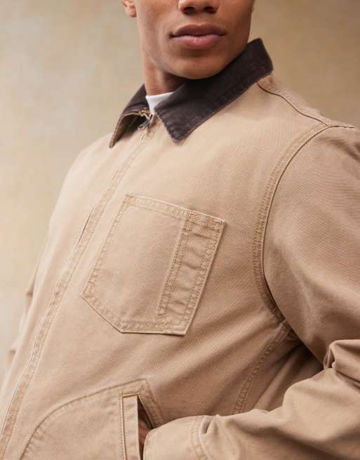 Levi's – Mechanics – Beige, avslappnad truckerjacka i kanvas med boxig passform och hel dragkedja, 2 av 4