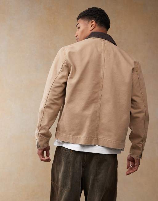 Levi's – Mechanics – Beige, avslappnad truckerjacka i kanvas med boxig passform och hel dragkedja, 4 av 4
