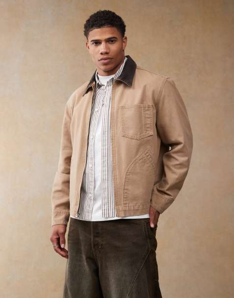 Levi's - Mechanics - Giacca trucker taglio comodo squadrata in tela beige con zip - view 1