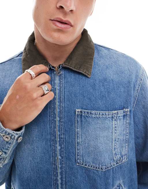 Levi's – Mechanics – Jeansjacke im Trucker-Design in Hellblau mit durchgängigem Reißverschluss, 3 von 4