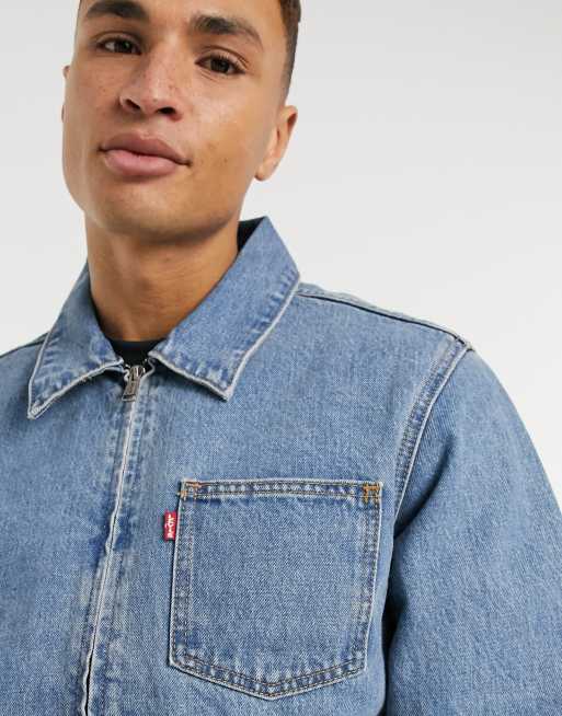 Levi s Mechanic s Trucker zip front denim jacket in mid wash