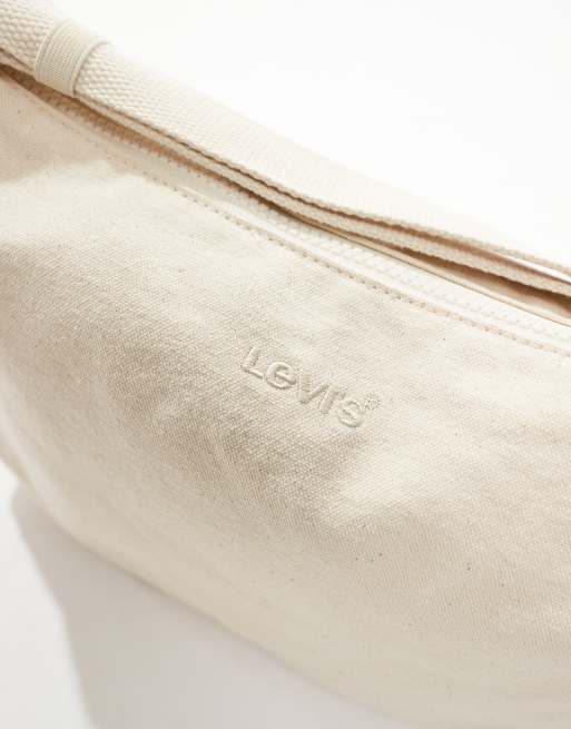 Levi's - Medium crossbody tas van corduroy met logo in crème, 2 van 4