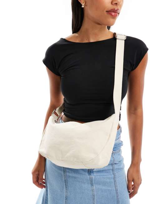 Levi's - Medium crossbody tas van corduroy met logo in crème, 4 van 4