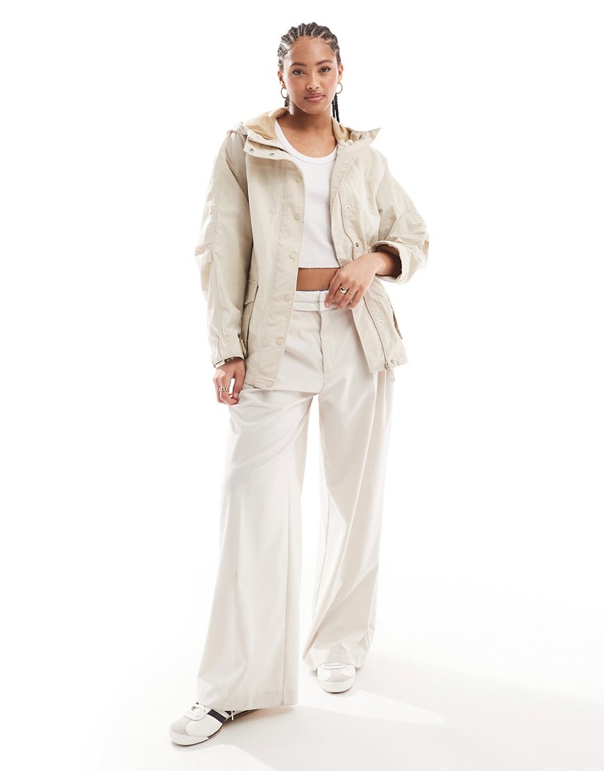 Levi's Melina Rain jacket in cream with hood-White