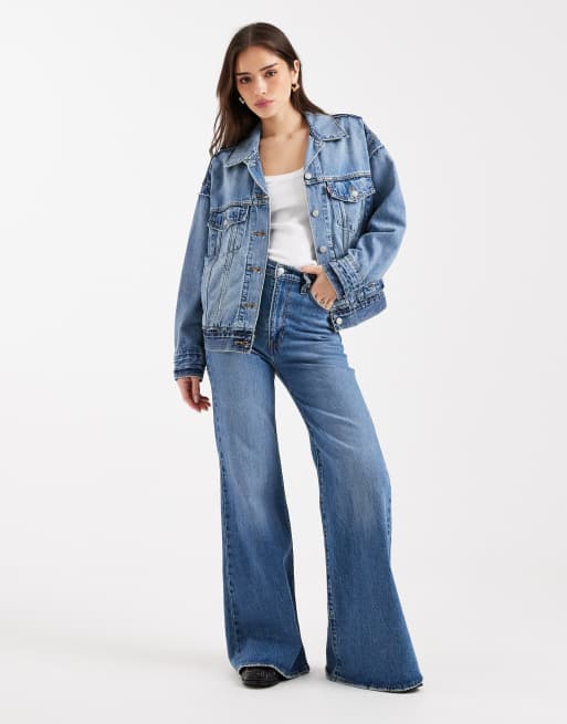 Levi's – Mellanblå, dekonstruerad jeansjacka, 2 av 4