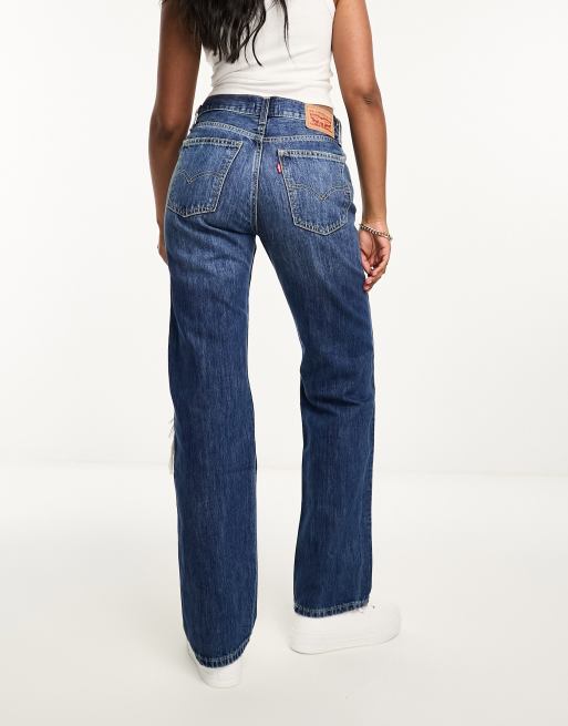 Levi's – Mellanblå jeans med revor på knäna och låg midja, 2 av 5