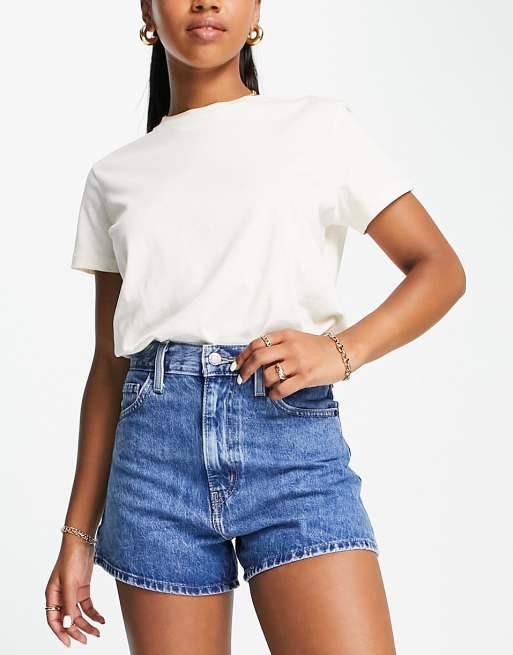 Levi's – Mellanblå mom jeansshorts med hög midja , 2 av 4