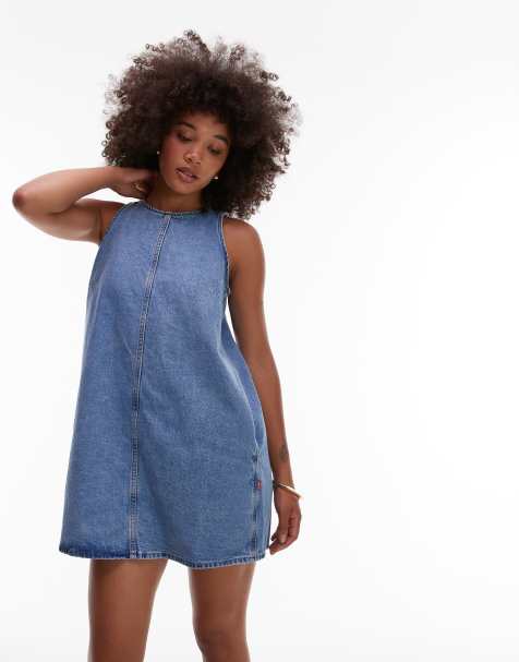 Levi's – Mellanblå shiftklänning i denim och 90-talsstil - view 1