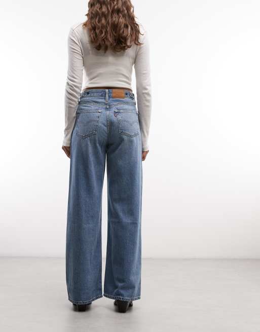 Levi's - Mellemblå jeans med indsyet talje og vide ben, 5 af 5