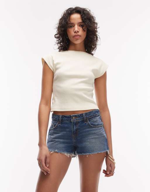 Levi's - Mellemblå lavtaljede denimshorts, 2 af 5