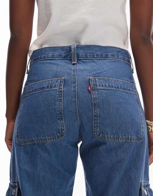 Levi's - Mellemblå løstsiddende cargo-jeans med superlav talje , 5 af 5
