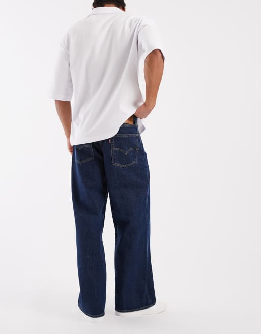 Levi's - Mellemblå posede jeans med vide ben, 3 af 5