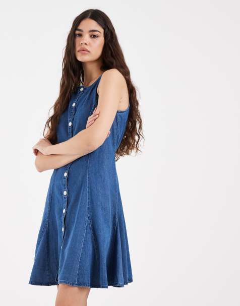Levi's - Mercer - Robe courte en jean à basque - Bleu - view 1